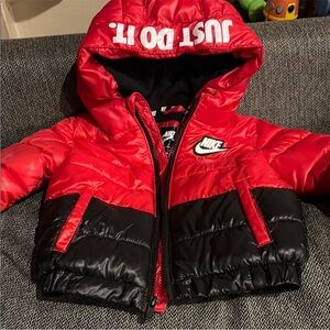 Nike Red and Black Kids Puffer Jacket